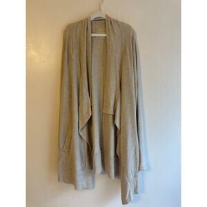 Lilly Pulitzer Luxletic Waterfall Open Front Modal/Spandex Tan Cardigan Size L